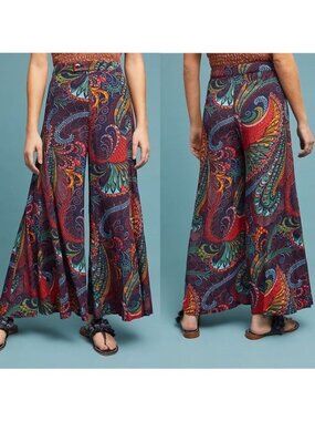 Anthropologie Ett Twa Takutea Multicolor Paisley Wide Leg Pants Womens Size 6